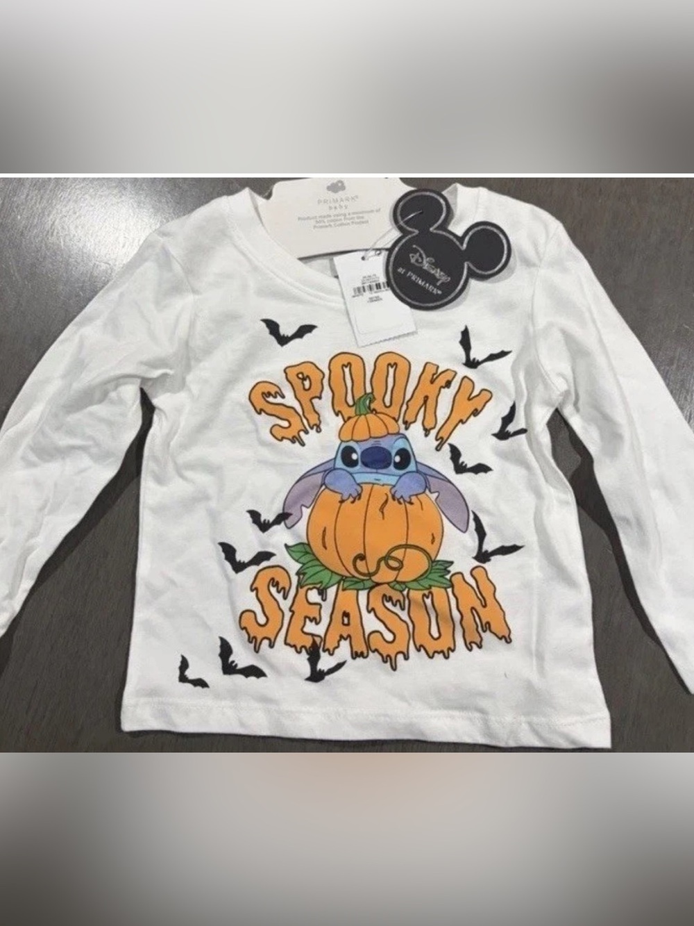 Disney Stitch Halloween Spooky Season Baby T-Shirt Long Sleeve 9-12 Months New
